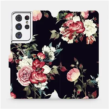 Flipové pouzdro na mobil Samsung Galaxy S21 Ultra 5G - VD11P Růže na černé (5903516620203)
