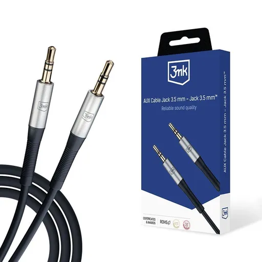3mk audio kabel - AUX Cable Jack 3, 5 mm - Jack 3, 5 mm, délka 1 m, černá