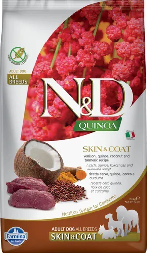 N&D QUINOA grain free dog skin & coat venison & coconut 2,5g (8010276035615)