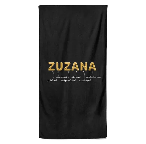 Osuška Ženská jména – GOLD (Jméno: Zuzana, Velikost osušky: 70x140cm)