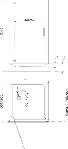 KERRA Kabina sprchová Tomar 90 (s vaničkou) 5907548114068