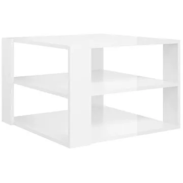 SHUMEE Konferenční stolek bílý vysoký lesk 60 × 60 × 40 cm dřevotříska, 806325 (806325)