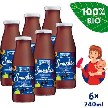 SALVEST Smushie BIO Ovocné smoothie s černým rybízem a švestkami (6× 240 ml) (4740073076705)