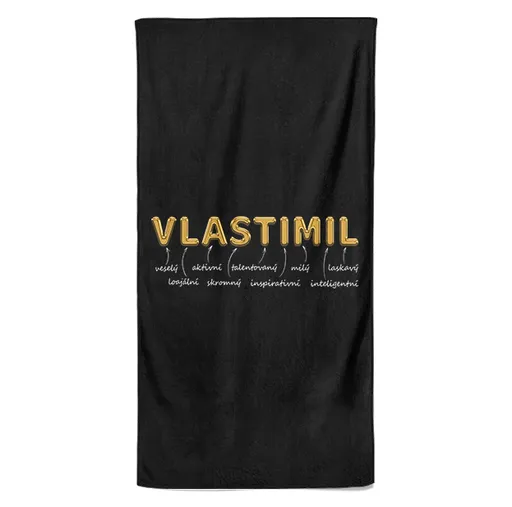 Osuška Mužská jména – GOLD (Jméno: Vlastimil, Velikost osušky: 70x140cm)