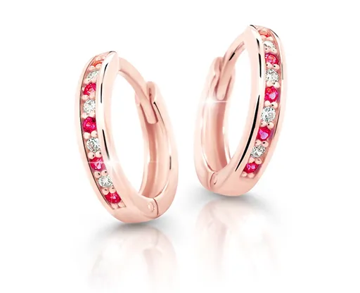 Cutie Jewellery Půvabné kruhové náušnice z růžového zlata C3342-80-X-4 červená