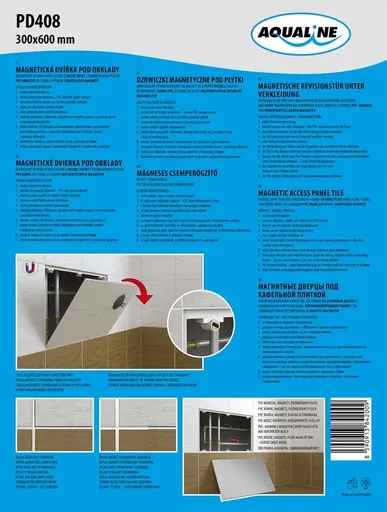 AQUALINE Magnetická dvířka pod obklady 300x600  PD408