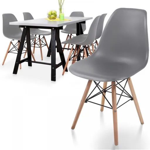 Miadomodo 80542 Miadomodo Sada 6 jídelních židlí s plastovým sedákem, šedá