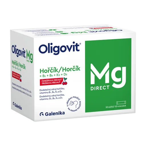 Oligovit Mg DIRECT Hořčík + B1 + B6 + K2 + D3 50 sáčků