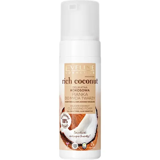 Eveline Cosmetics Rich Coconut jemná čisticí pěna s probiotiky 150 ml