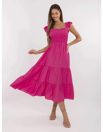 Fuchsiové letní šaty bez ramínek