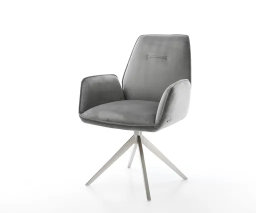 Jídelní židle Zoa-Flex samet šedá křížová podnož široká