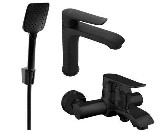 MEXEN/S Pecos R62 Set umyvadlové a vanové baterie s příslušenstvím, černá 72703R62-70