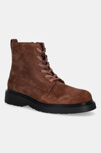 Semišové boty Calvin Klein COMBAT ESS LACE UP ZIP BOOT SU