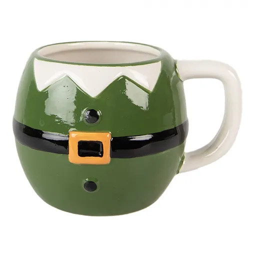 Zelený keramický hrnek Santa Claus - 14*11*9 cm / 450 ml Clayre & Eef