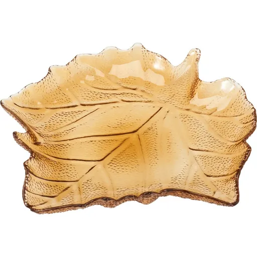 Skleněný tác List 26,3 × 25,5 × 4 cm, hnědá