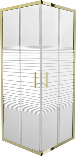 MEXEN Rio sprchový kout čtverec 80 x 80, pruhy, zlatá  860-080-080-50-20