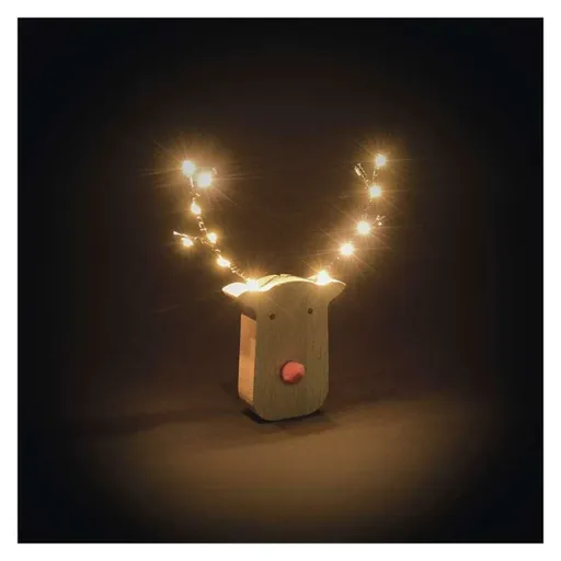 EMOS LED dekorace dřevěná - 12ks sob, 16 cm, 2x AAA, vnitřní, teplá bílá, časovač DCWW42