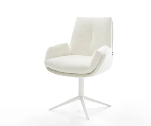 Jídelní židle Clea-Flex bouclé měkký béžový podnož křížová bílá