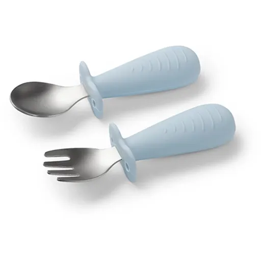 BabyOno Be Active Stainless Steel Spoon and Fork příbor pro děti Blue 12m+ 2 ks