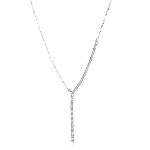Stříbrný náhrdelník 925 s prodlouženou Y linií z čirých zirkonů