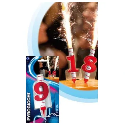 Dortová fontána bílo-červená pruhovaná číslo 9 - Pyrogiochi