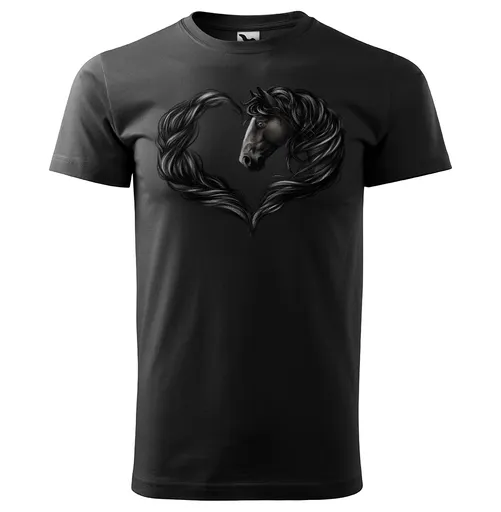 Tričko Horse heart black (Velikost: XS, Typ: pro muže, Barva trička: Černá)