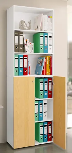 VCM Botník Lona 2XL s otočnými dvířky + police, bílá