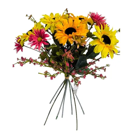 Kytice slunečnice, gypsophila, dvoutvárka, v. 48 cm