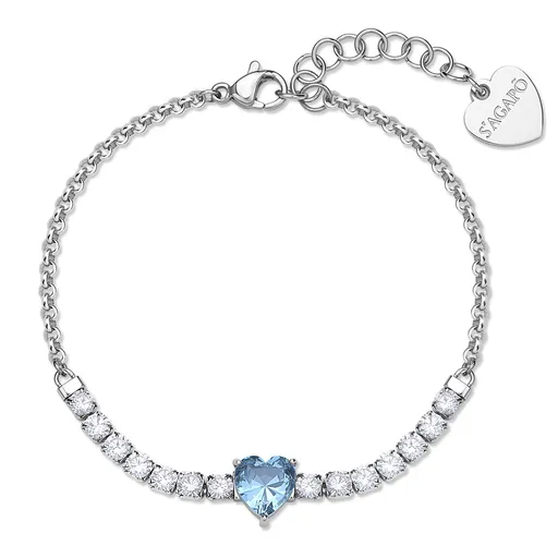 S'Agapõ Moderní ocelový náramek se zirkony Srdce Dazzly SDZ152