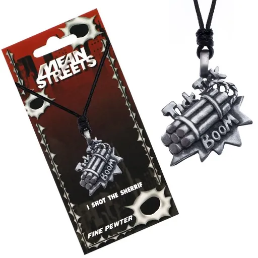 Šňůrkový náhrdelník, přívěsek bomby, nápis Tick Tick Boom