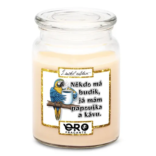 Svíčka Papoušek a káva (Vůně svíčky: Vanilka)
