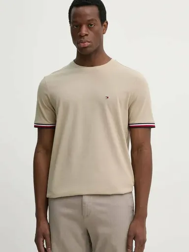 Tommy Hilfiger pánské béžové tričko Global MW0MW38630 L
