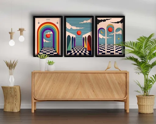 Dekorativní rámovaný obraz z MDF (3 kusy) 3p3752softct-012