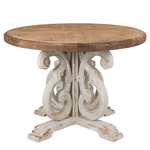 Dřevěný jídelní stůl Genevieve s patinou - Ø 120*85 cm 5H0355