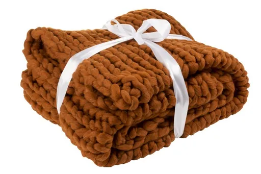 Pletený hnědý pléd Tricot orange brown - 152*127 cm J-Line by Jolipa