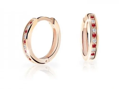 Cutie Jewellery Nadčasové kruhové náušnice z růžového zlata C3343-80-X-4 červená