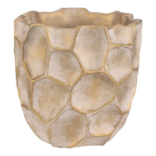 Betonový obal na květiny Plástev, vel. M, š. 21 cm, béžovo-zlatý