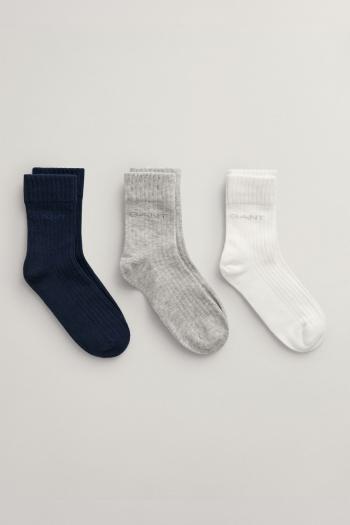 PONOŽKY GANT TONAL LOGO RIB SOCKS 3-PACK EVENING BLUE