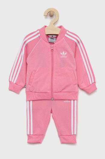 Kojenecká tepláková souprava adidas Originals růžová barva