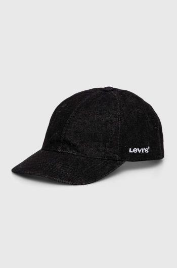 Bavlněná baseballová čepice Levi's černá barva