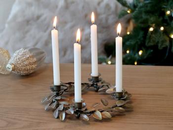 Mosazný antik kovový adventní věnec Advent wreath - Ø 16*4 cm 71117913