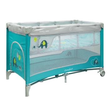 Pătuț de călătorie cu pat suspendat Baby Mix Elefanți albastru, 120 x 78,5 x 62 cm, albastru