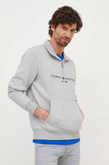 Mikina Tommy Hilfiger pánská, šedá barva, s potiskem, MW0MW20954