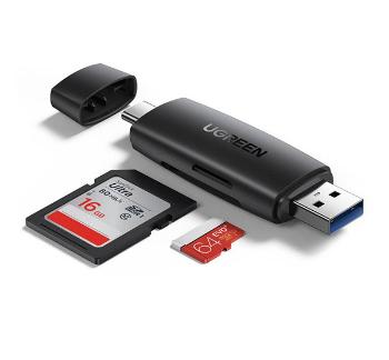 Ugreen CM304 USB-A + USB-C adapter SD + microSD kártyaolvasó, fekete