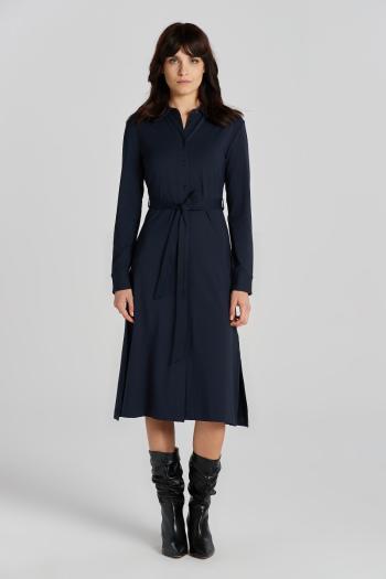 ŠATY GANT SLIM JERSEY SHIRT DRESS EVENING BLUE