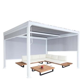 Bioklimatická pergola HWC-L41 3x3 se 3 bočními stěnami Bílá