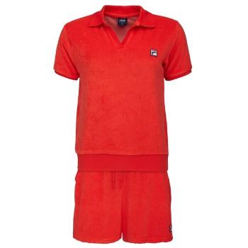 Fila SET POLO AND SHORT PANTS IN SPONGE TERRY Dámské pyžamo, červená, velikost