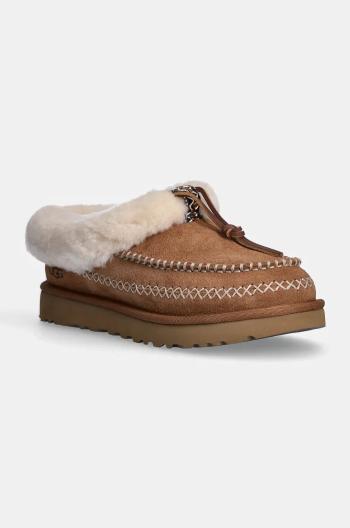 Semišové papuče UGG Tasman Alpine hnědá barva, 1158258-CHE