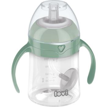 LOVI First Cup hrnek s brčkem Green 6m+ 150 ml