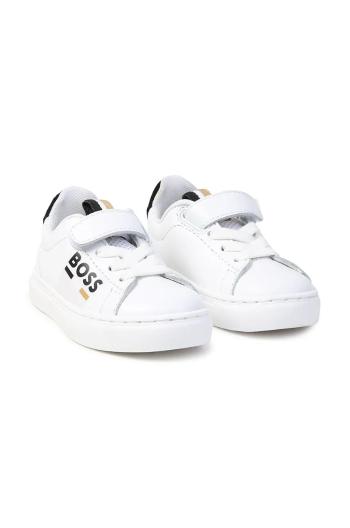 Dětské kožené sneakers boty BOSS bílá barva, J51341